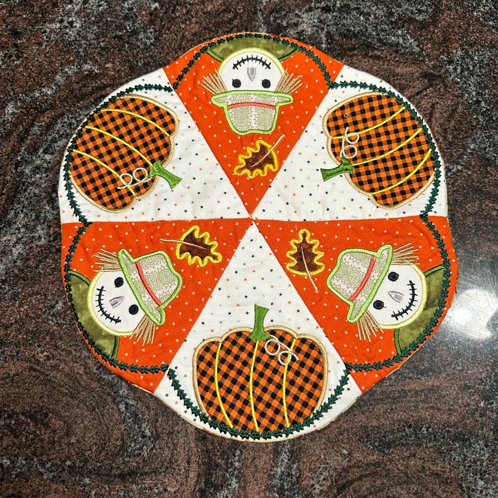 Handmade quilted fall tabletop decoration